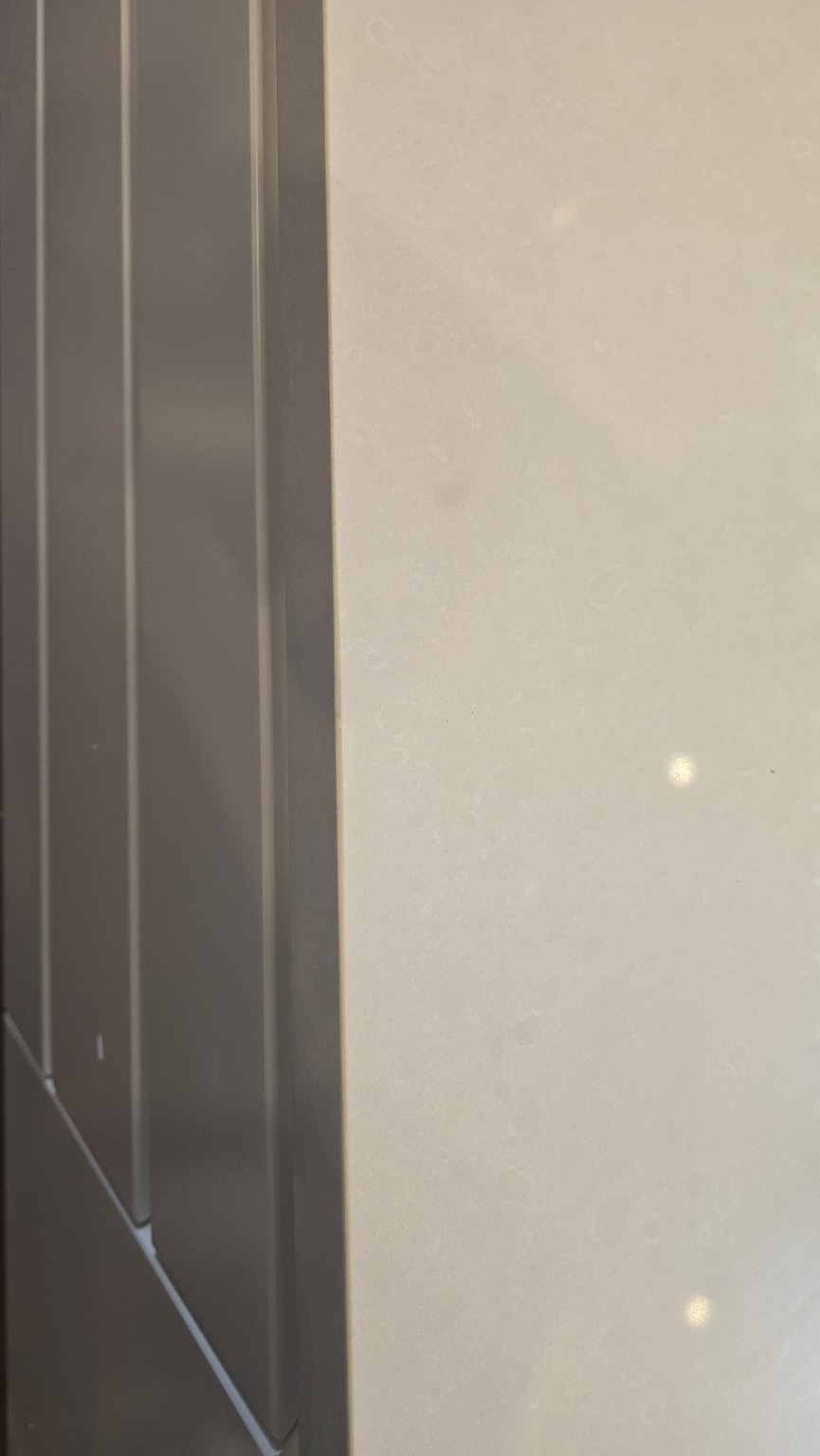 After repair: first Caesarstone edge chip filled and shaped in St Ives
