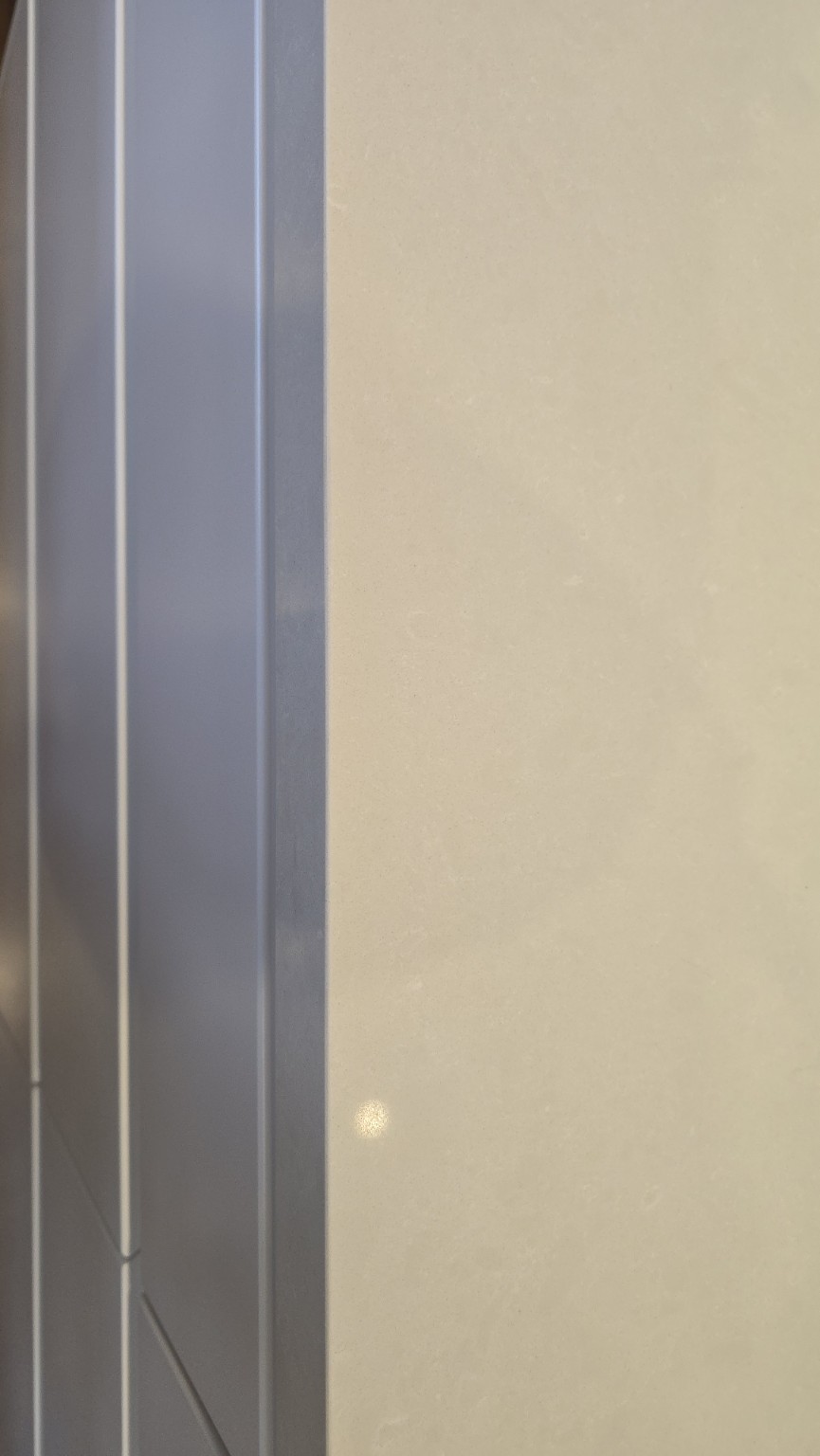 After repair: second Caesarstone edge chip filled and shaped in St Ives